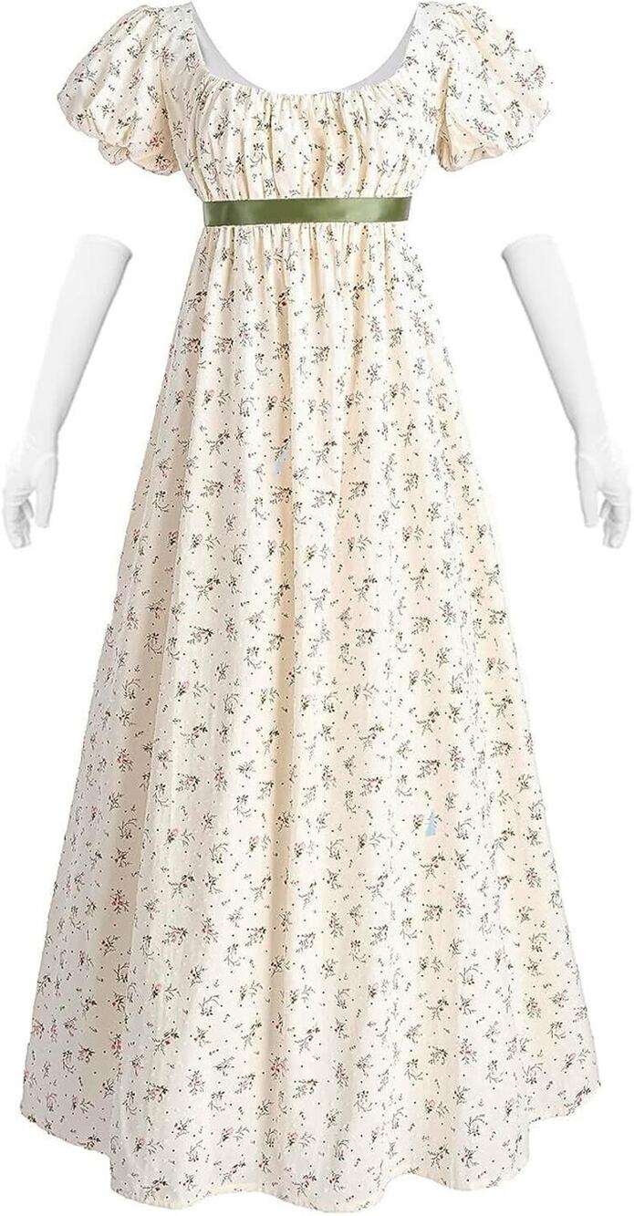 NEW Regency Dresses for Women Cotton 1800s Costume Tea Party Ball Gown, SZ XL